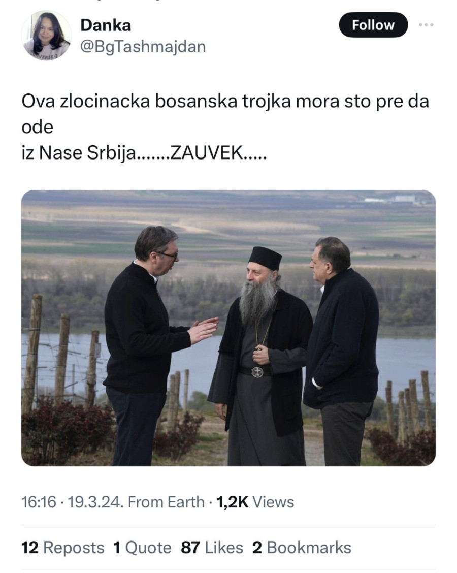 Mediji; Đilasova opozicija: Nema mesta u Srbiji za one koji su iz Republike Srpske, Crne Gore...