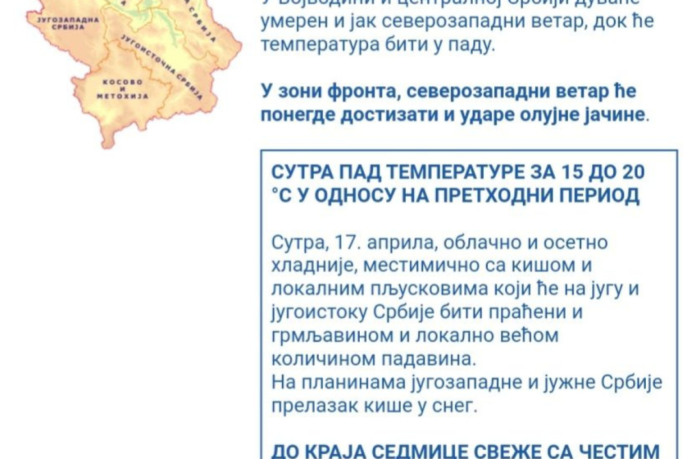 Stiže haos; RHMZ upozorava: Sprema se oluja