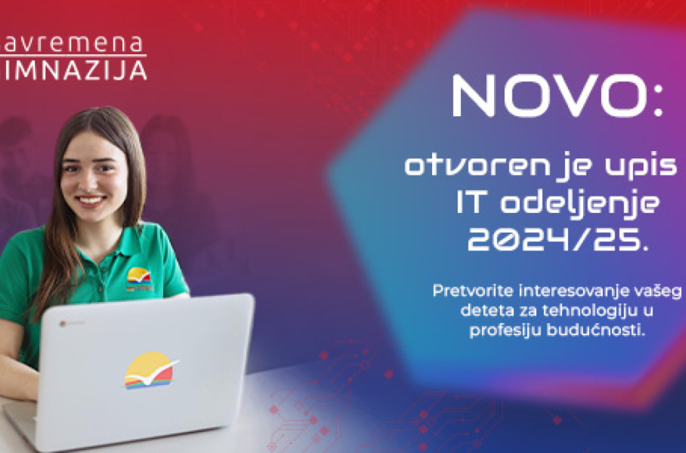 OTVOREN JE UPIS U NOVO IT ODELJENJE SAVREMENE GIMNAZIJE: Samo 20 slobodnih mesta za generaciju 2024/25.