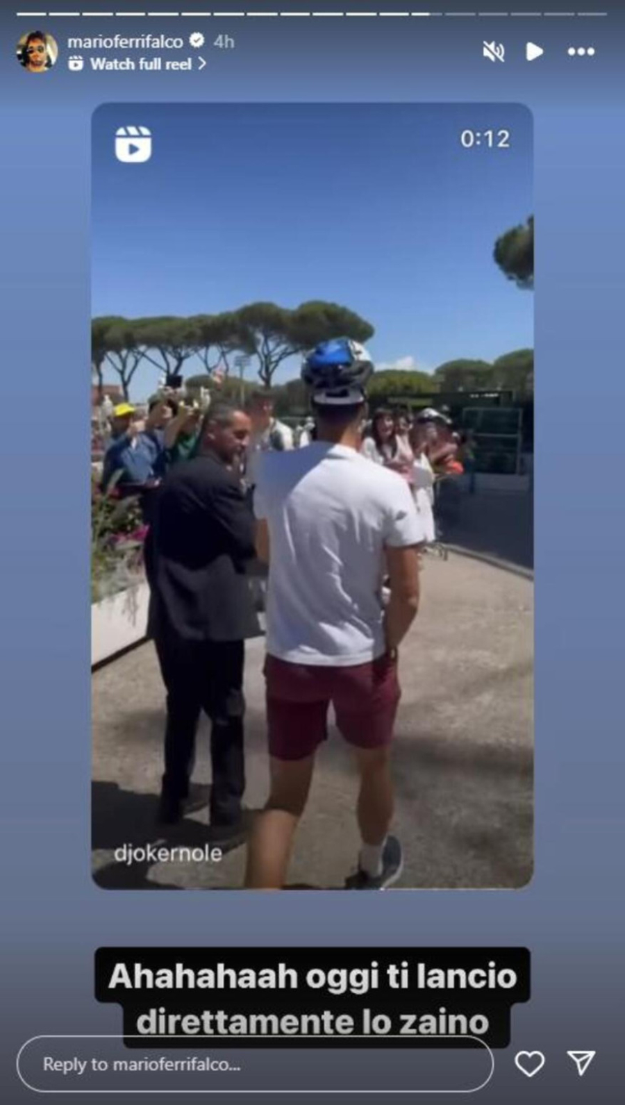 Nova poruka Italijana Novaku: Sledeći put ću da bacim ranac na tebe FOTO