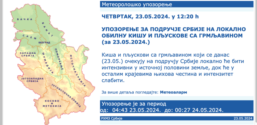 Najnovije upozorenje: Spremite se za intenzivne pljuskove