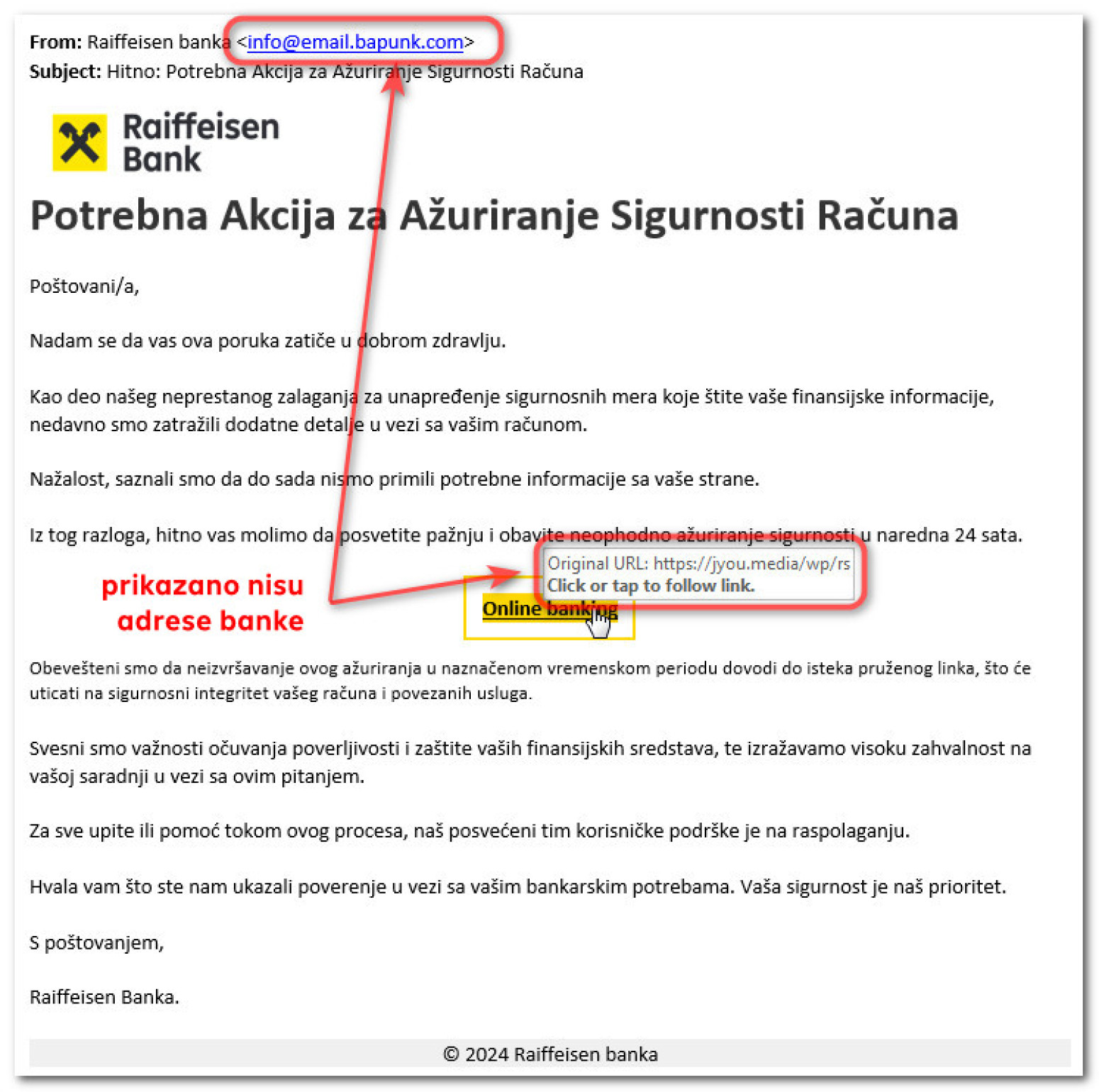 Raiffeisen banka upozorava klijente na zlonamernu fišing kampanju