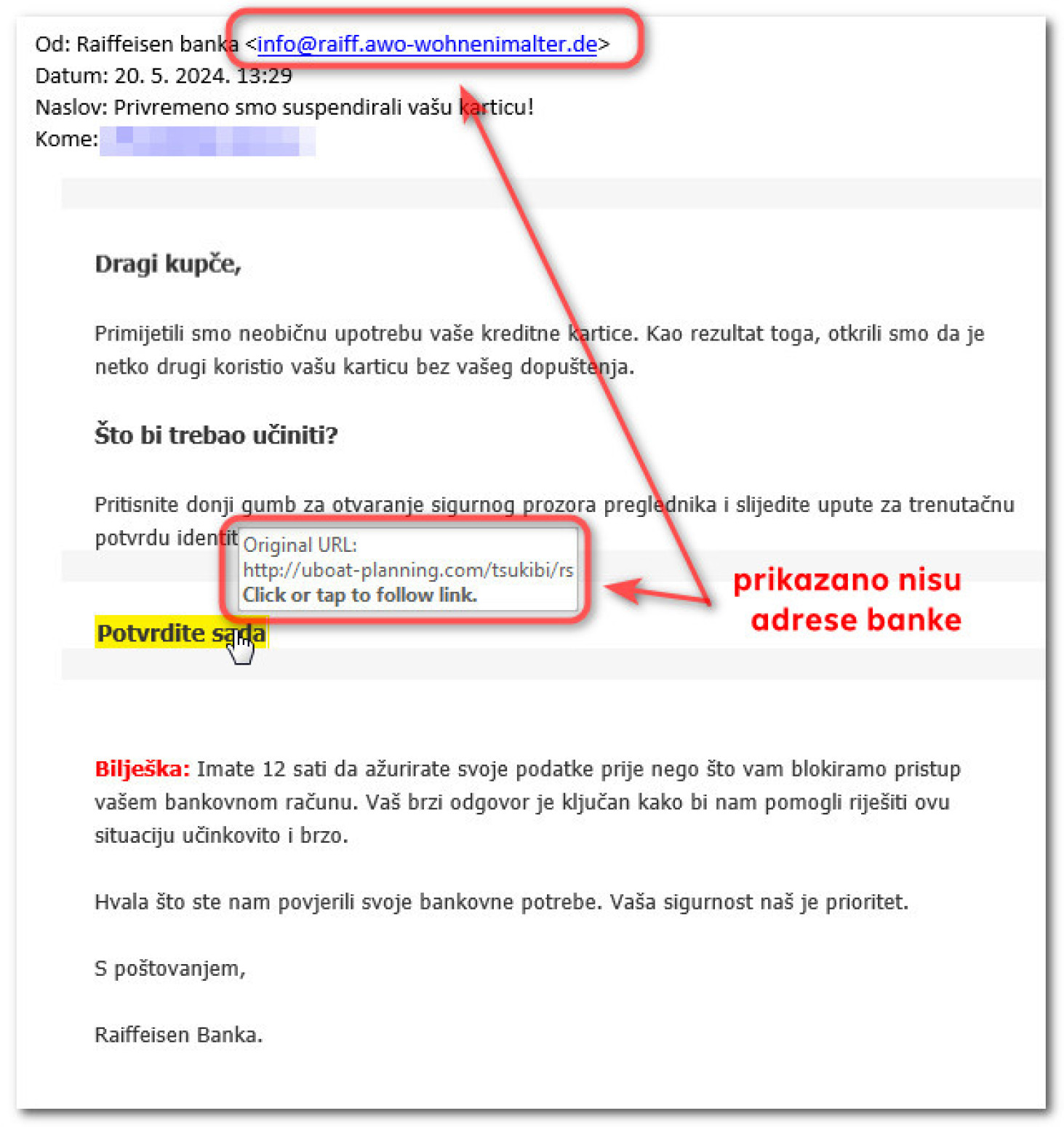 Raiffeisen banka upozorava klijente na zlonamernu fišing kampanju
