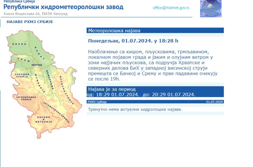 Ređaju se upozorenja RHMZ: Oluja se brzo premešta; Ovo je alarmantno