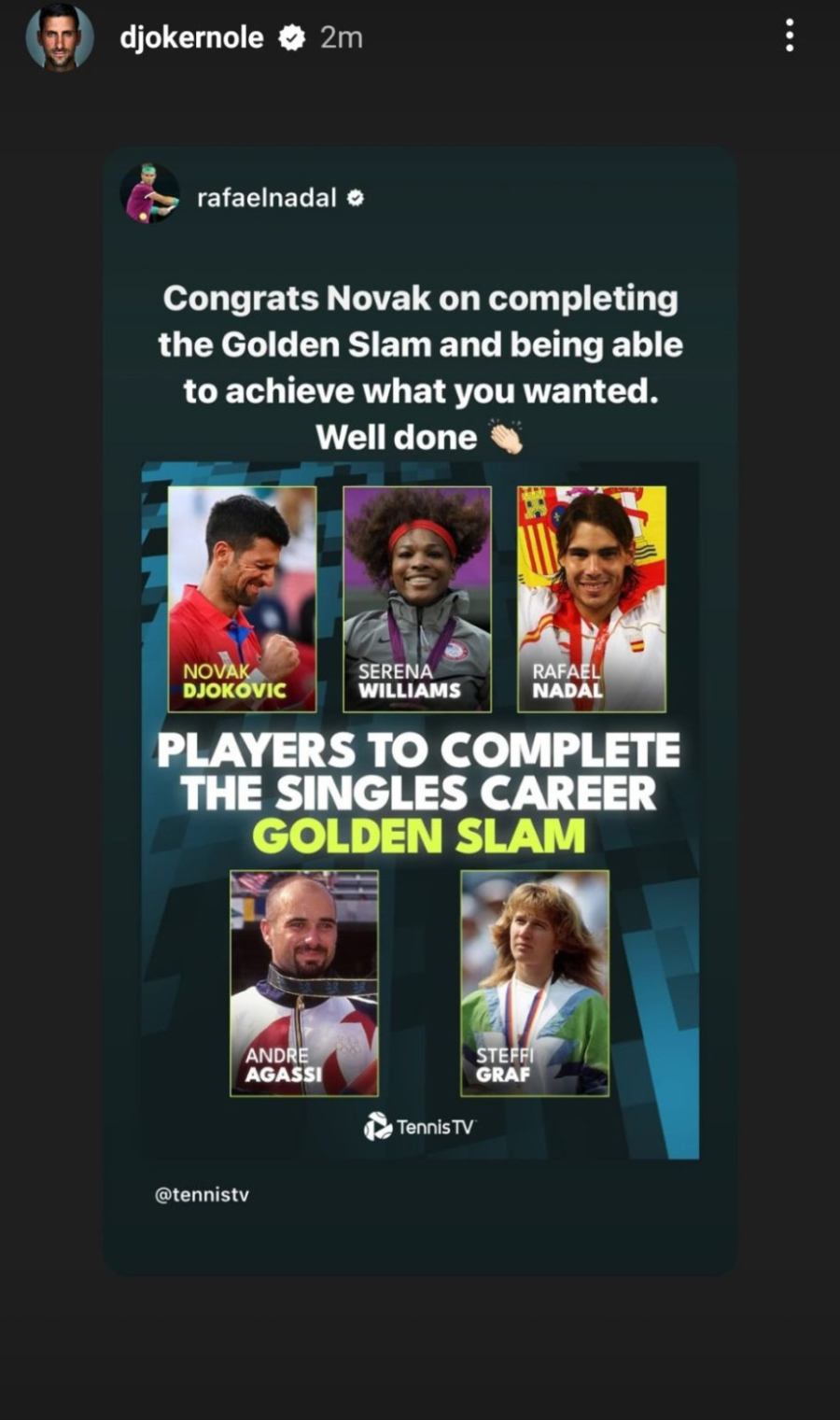 Javio se i Nadal, Đoković mu odgovorio FOTO