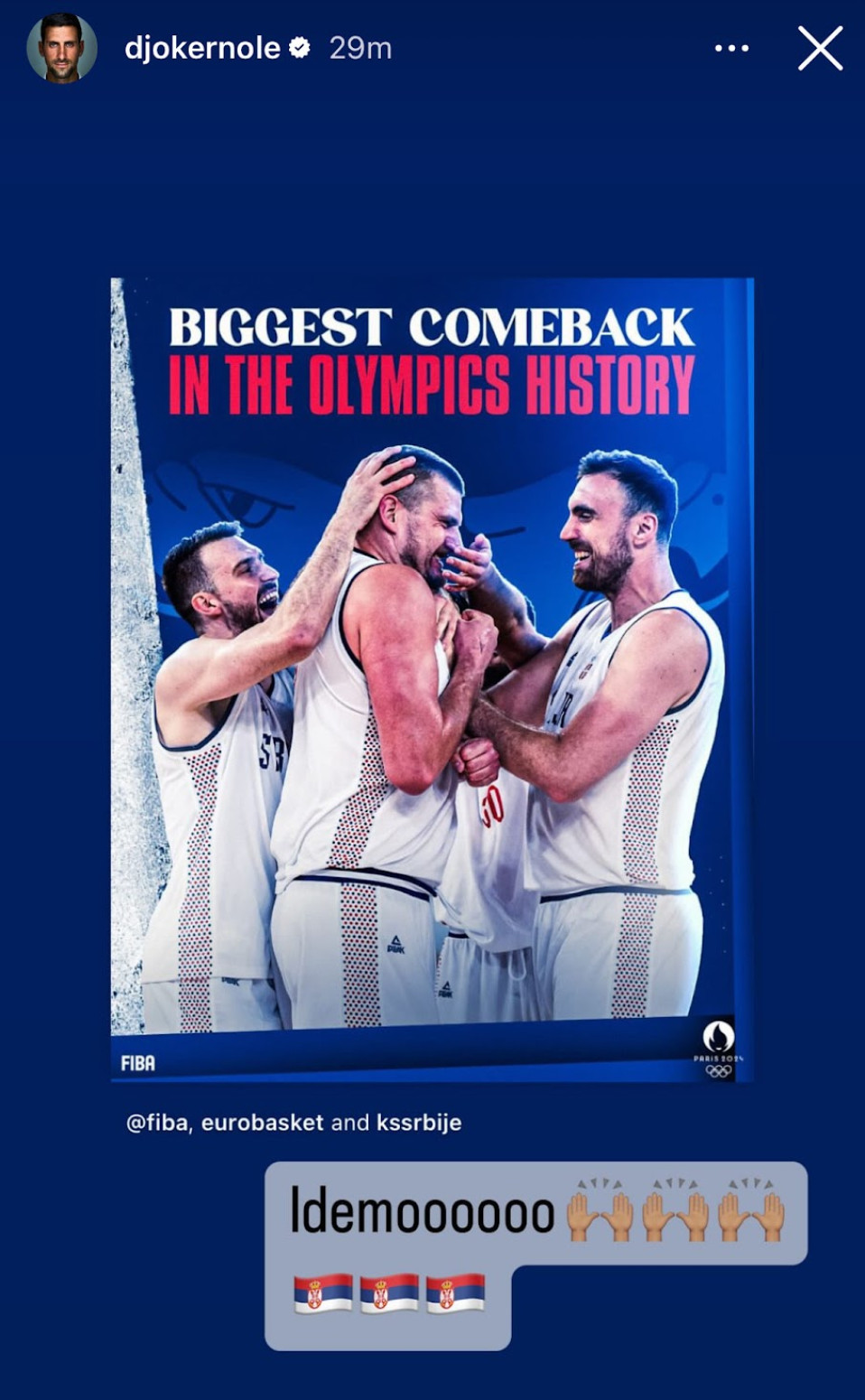 Đoković čestitao košarkašima: Idemooo FOTO