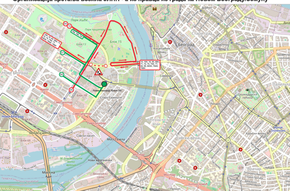Zatvoren Brankov most MAPA/FOTO