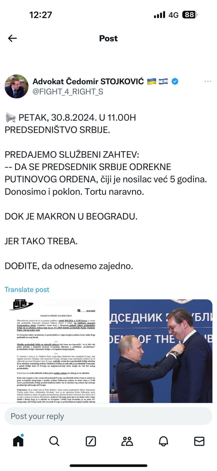 Stojković izneo pakleni plan: Hoće da ide ispred Predsedništva, dok je Makron u Srbiji FOTO