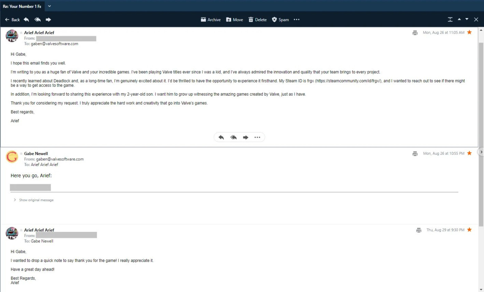 Gejb čita mejlove svojih fanova! Igraču lično poklonio Deadlock ključ