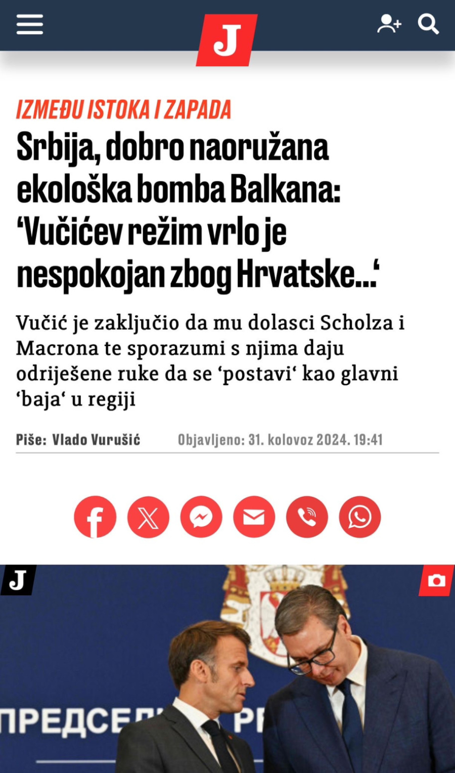 Panika: Hrvatski i islamistički mediji teško podneli Makronovu posetu i diplomatski uspeh Srbije FOTO