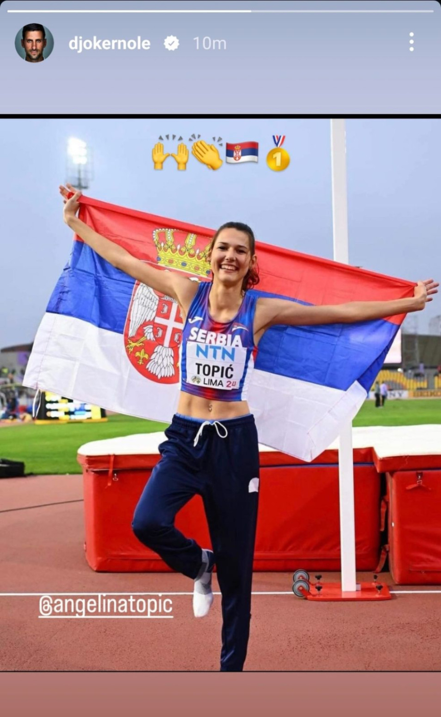 Novak čestitao Angelini Topić na zlatu FOTO