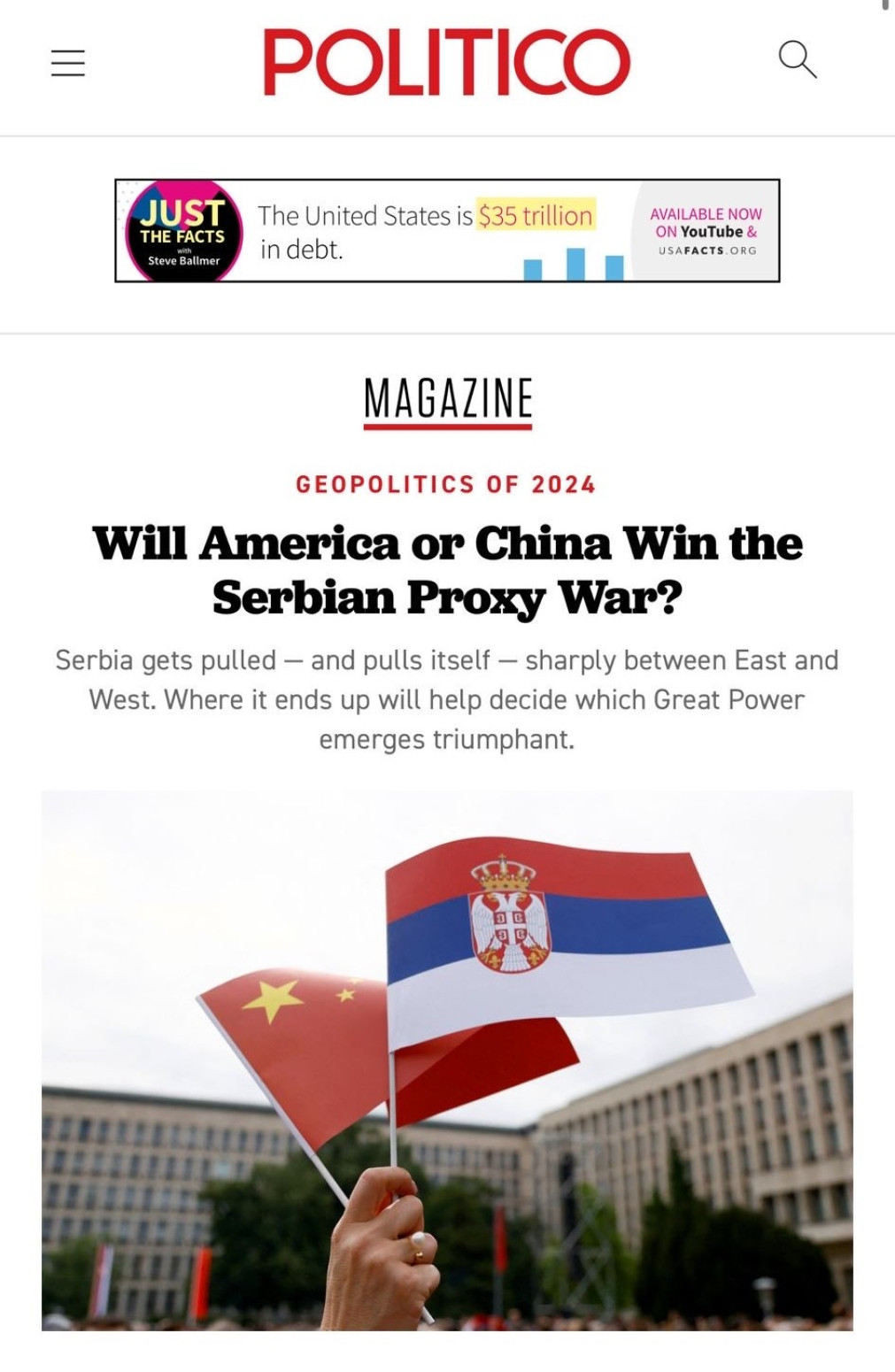 Politiko priznao: Vučić toliko osnažio Srbiju da se za njenu naklonost bore dve velike sile, Kina i Amerika