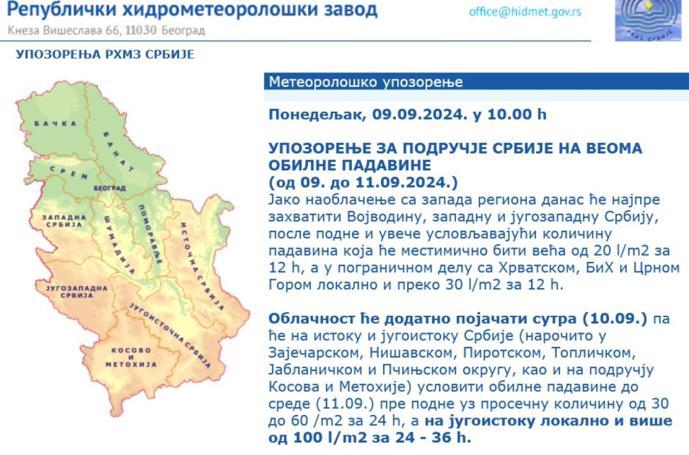 Srbiji preti potpuni potop; Spremite se za olujne udare