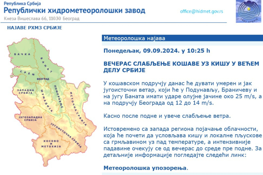 Srbiji preti potpuni potop; Spremite se za olujne udare