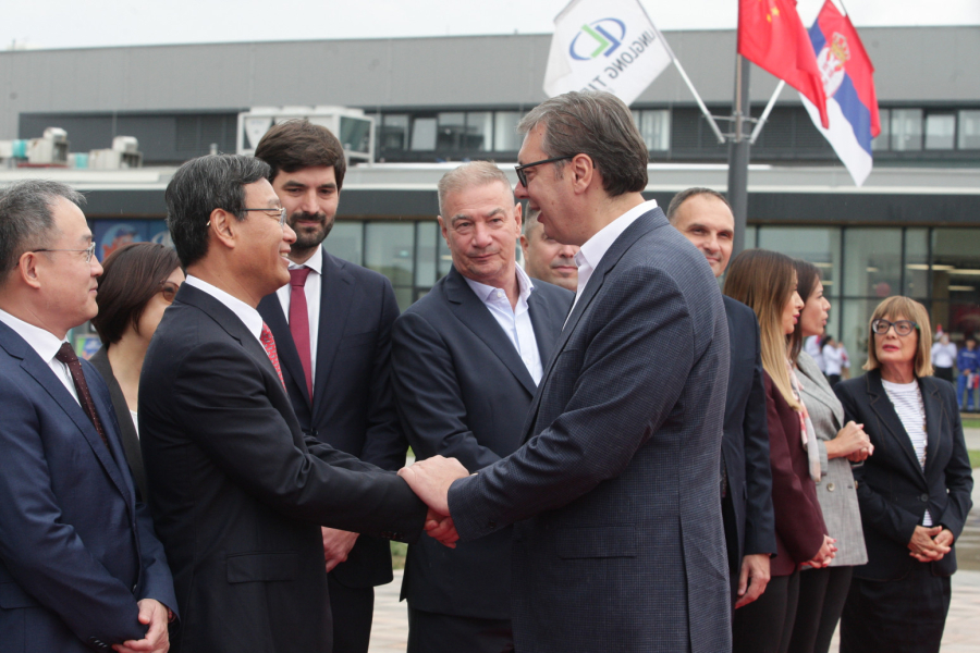 Vučić at the ceremony of starting serial production in the Chinese factory Linglong