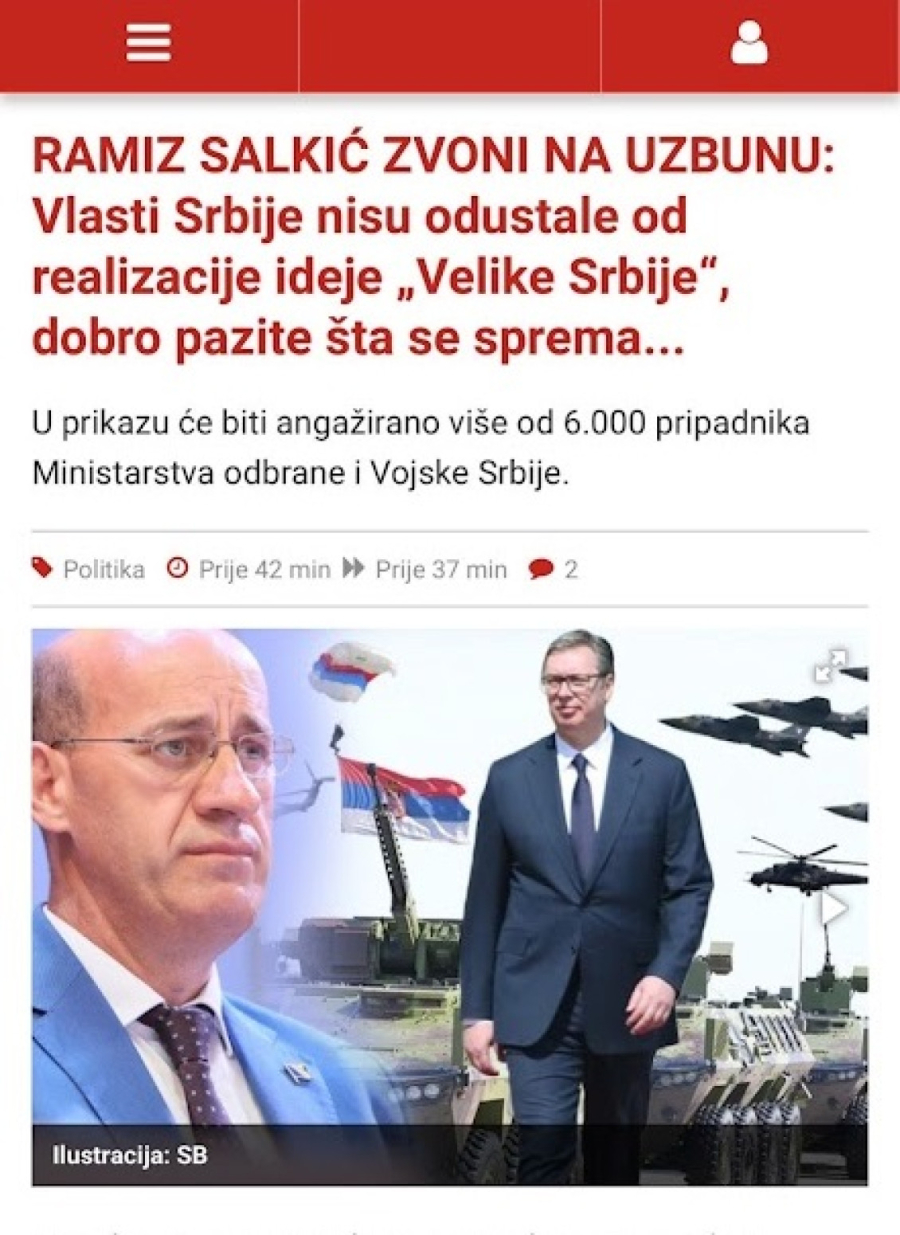 Ramizu Salkiću i Slobodnoj Bosni smeta Vučić koji je stvorio jaku vojsku čiji je jedini cilj zaštita zemlje