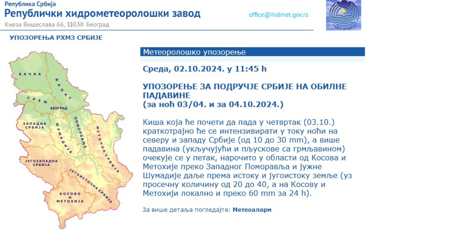 A strong storm rushes towards Serbia: Flood? MAP weather alarms are on