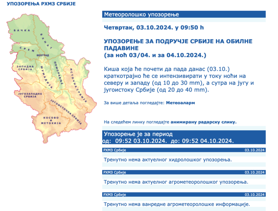 Srbiju zahvata oluja; Najavljena jedna opasna pojava