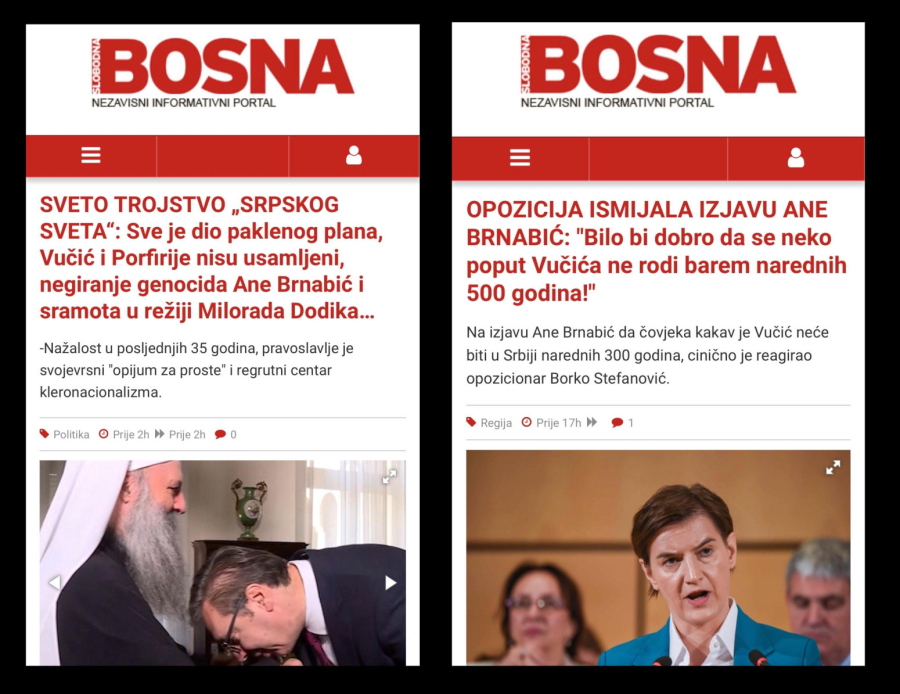 Slobodna Bosna ne posustaje: Napadaju Vučića, patrijarha i sve srpsko, a podržavaju opoziciju FOTO