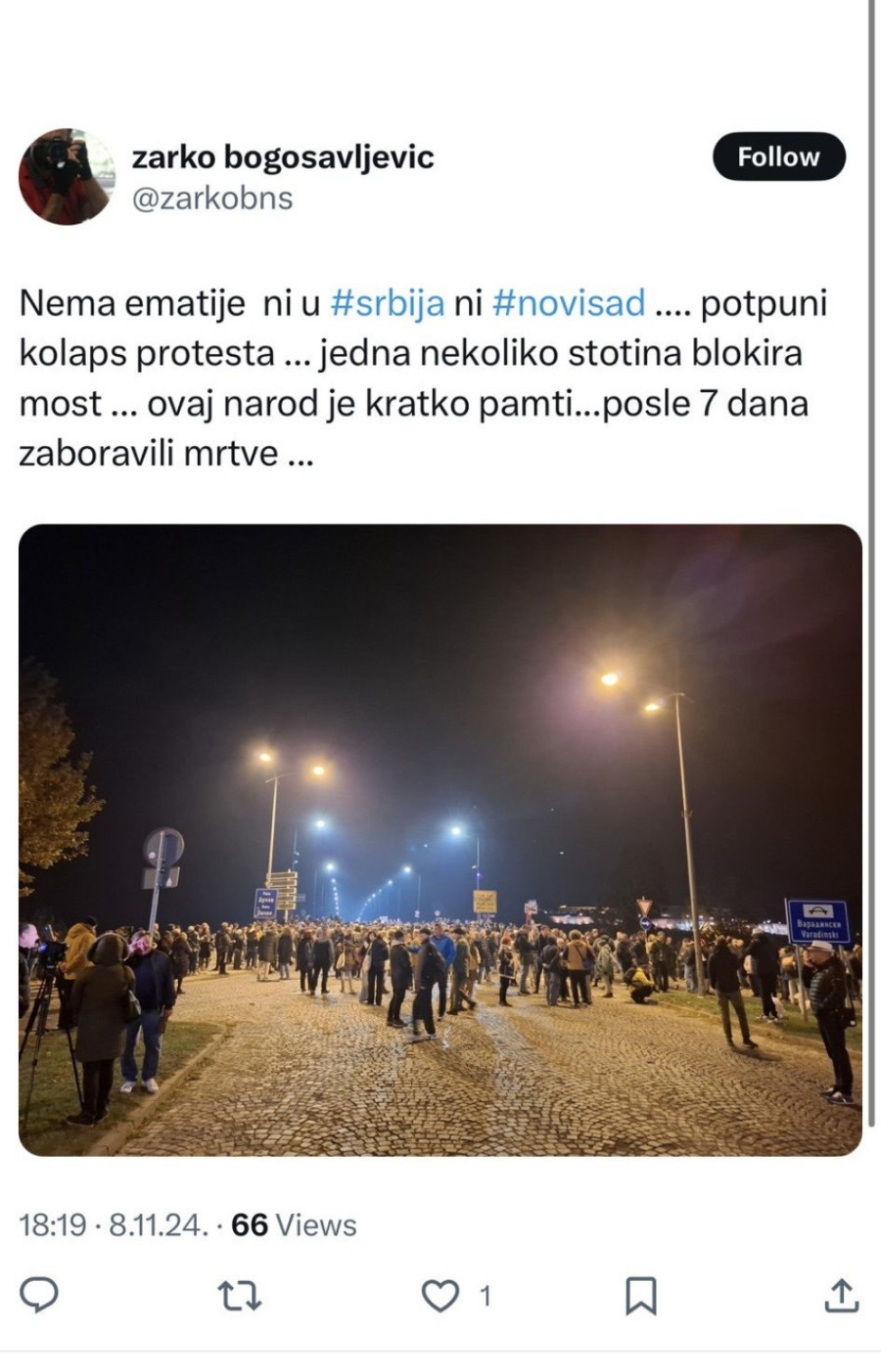 Priznali: Nas par stotina bi da maltretira ceo Novi Sad; Organizatori protesta sada ipak ne žele ostavke VIDEO