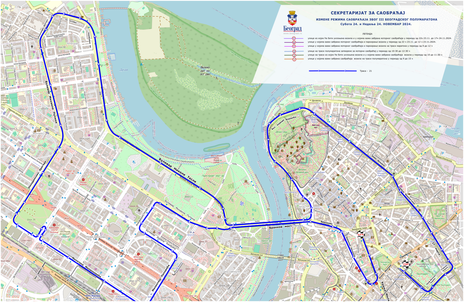Zatvara se pola Beograda: U ovim ulicama će biti obustavljen saobraćaj MAPA
