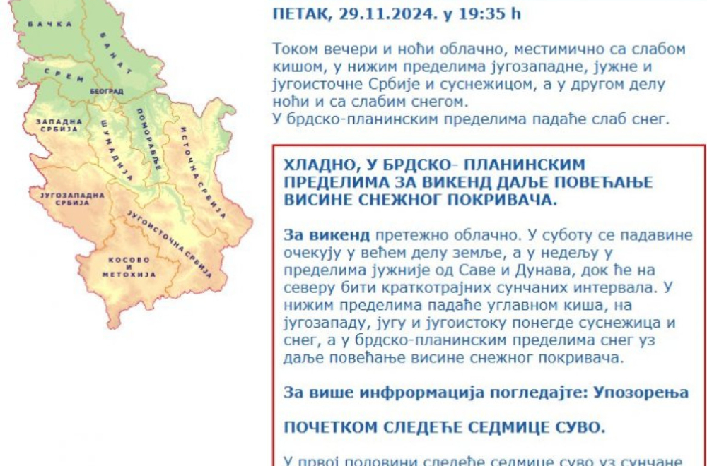 Spremite se, večeras stiže sneg