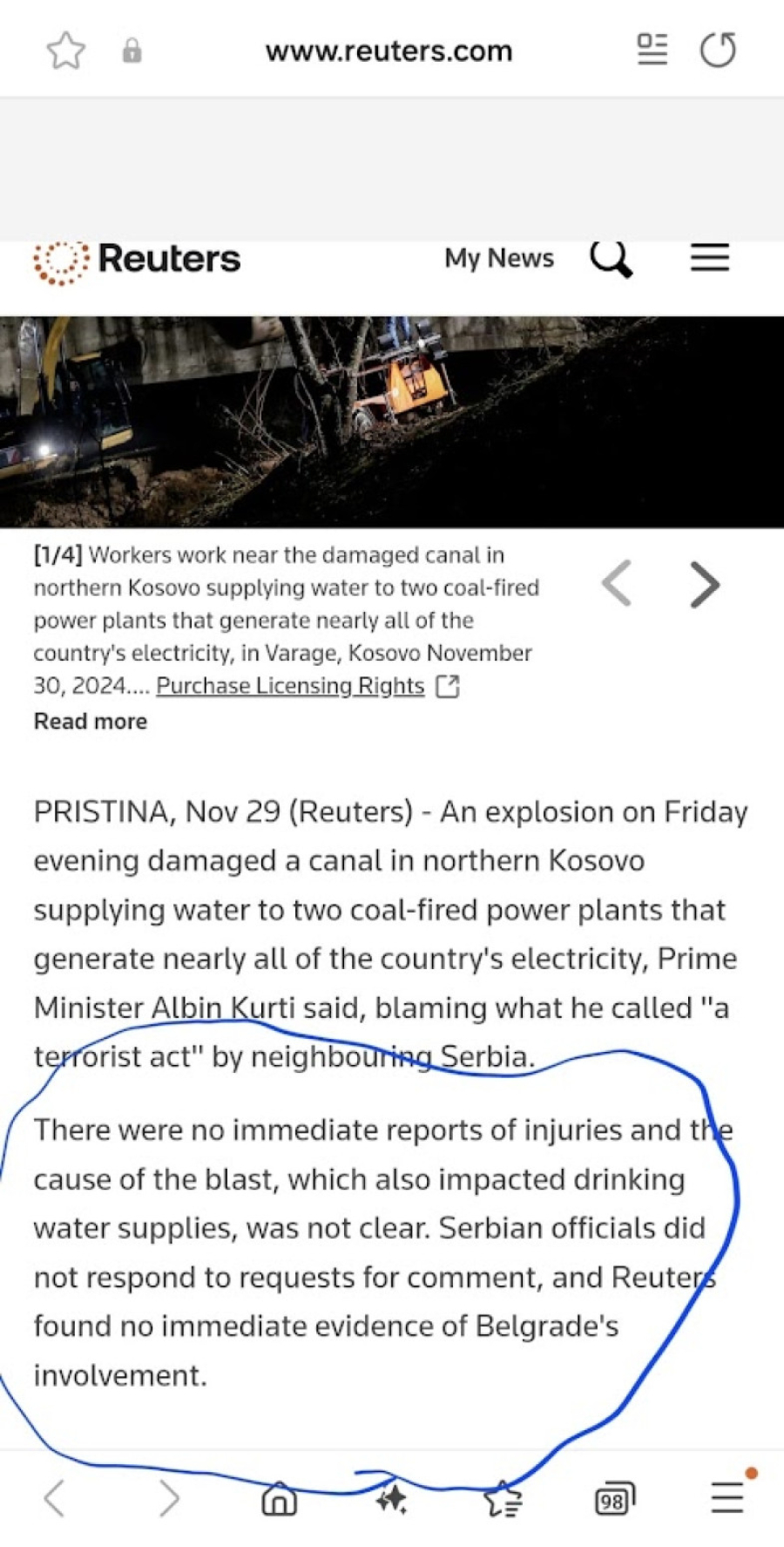 Rojters: Beograd nije umešan u eksploziju na KiM; Đurić: Međunarodne vlasti da pronađu odgovorne za napad