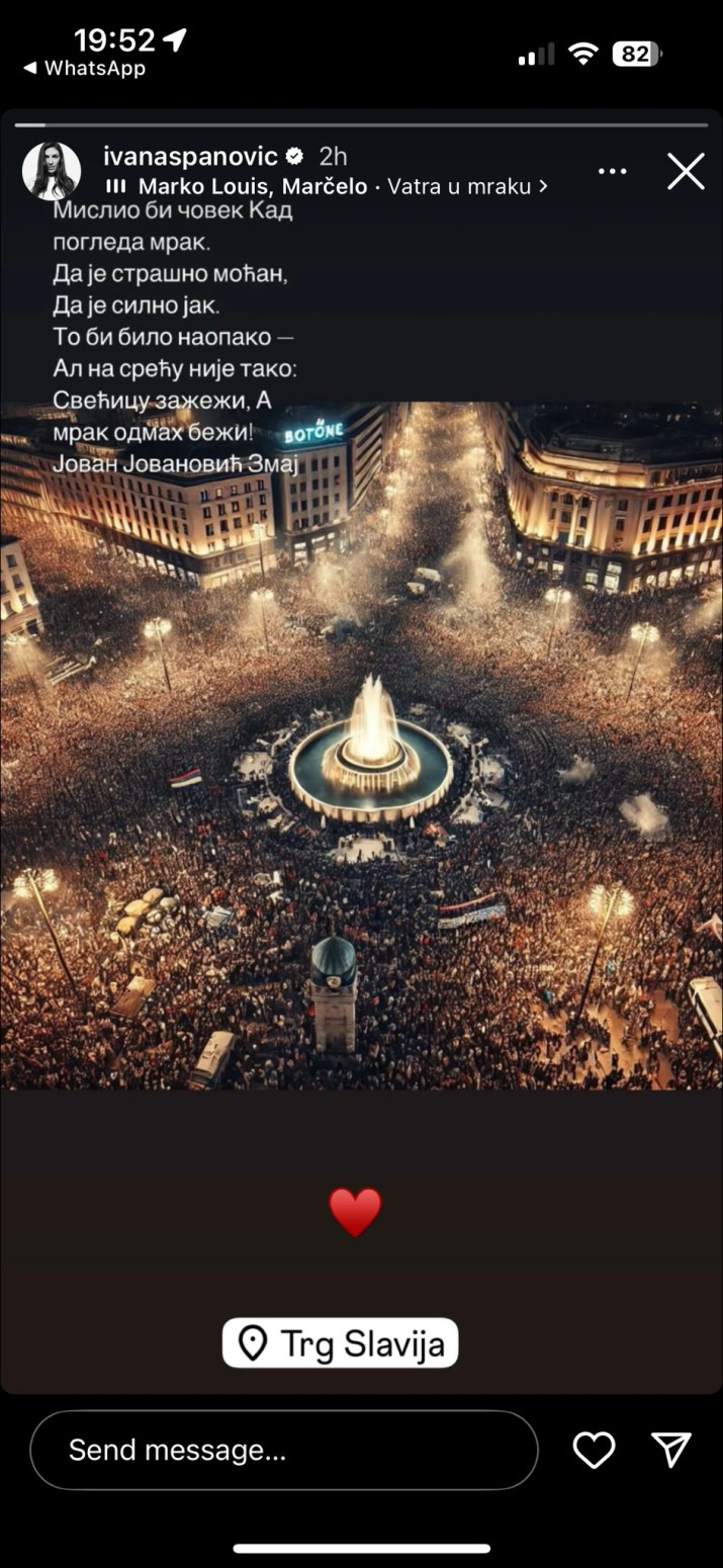 Ivana Španović objavila lažnu fotografiju sa protesta opozicije FOTO