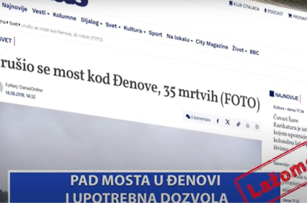 Lažomer: Opozicija traži odgovornost zbog pada nadstrešnice, a izvrću istinu o mostu u Đenovi VIDEO