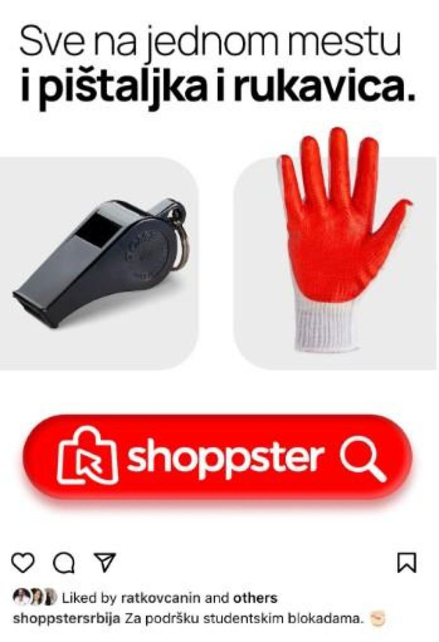 Šolak preko svoje firme Shoppster studentima prodaje pištaljke i crvene rukavice FOTO