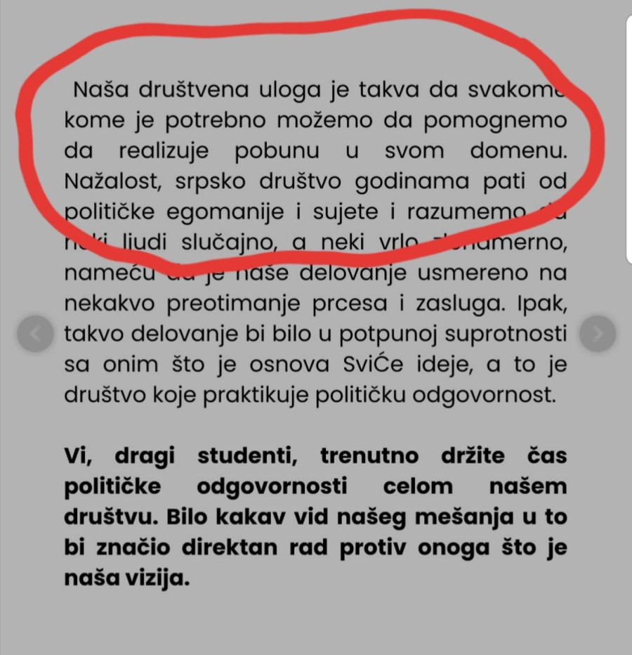 Haos među otimačima protesta se nastavlja: SviĆe se javno dodvorava studentima nakon što su ih otkačili