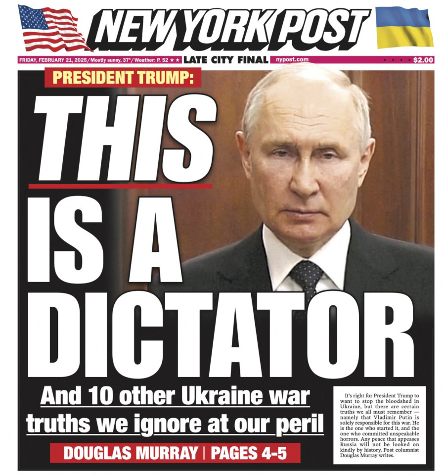 The New York Post poslao Trampu poruku; Tiče se Putina: On je diktator FOTO