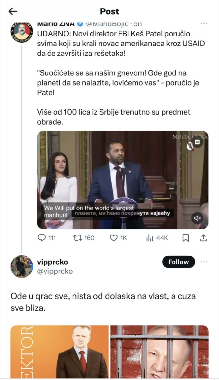 Direktor FBI najavio čistku; Ko je u Srbiji primao pare od USAID? FOTO