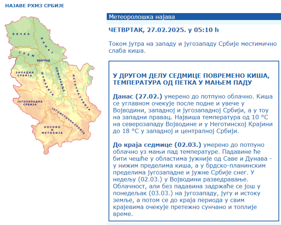 Prolećne temperature u Srbiji, ali...