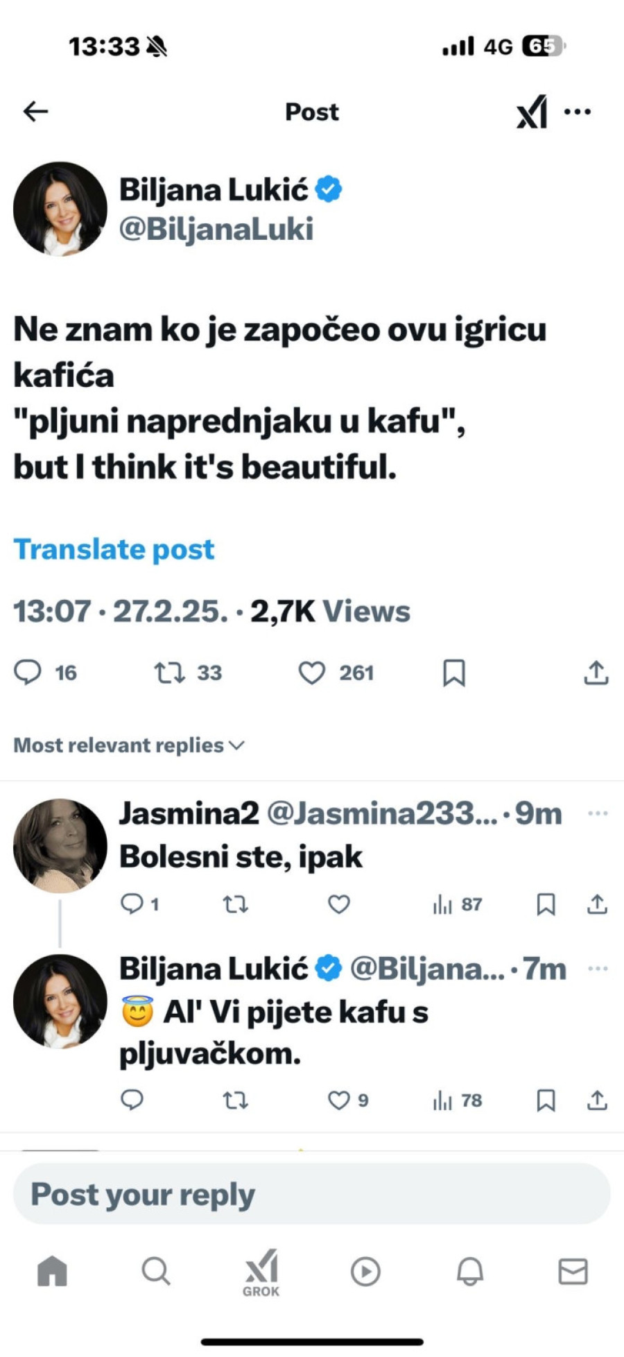 Opoziciona novinarka zgrozila javnost: Na društvenim mrežama promoviše da se naprednjacima pljuje u kafu FOTO