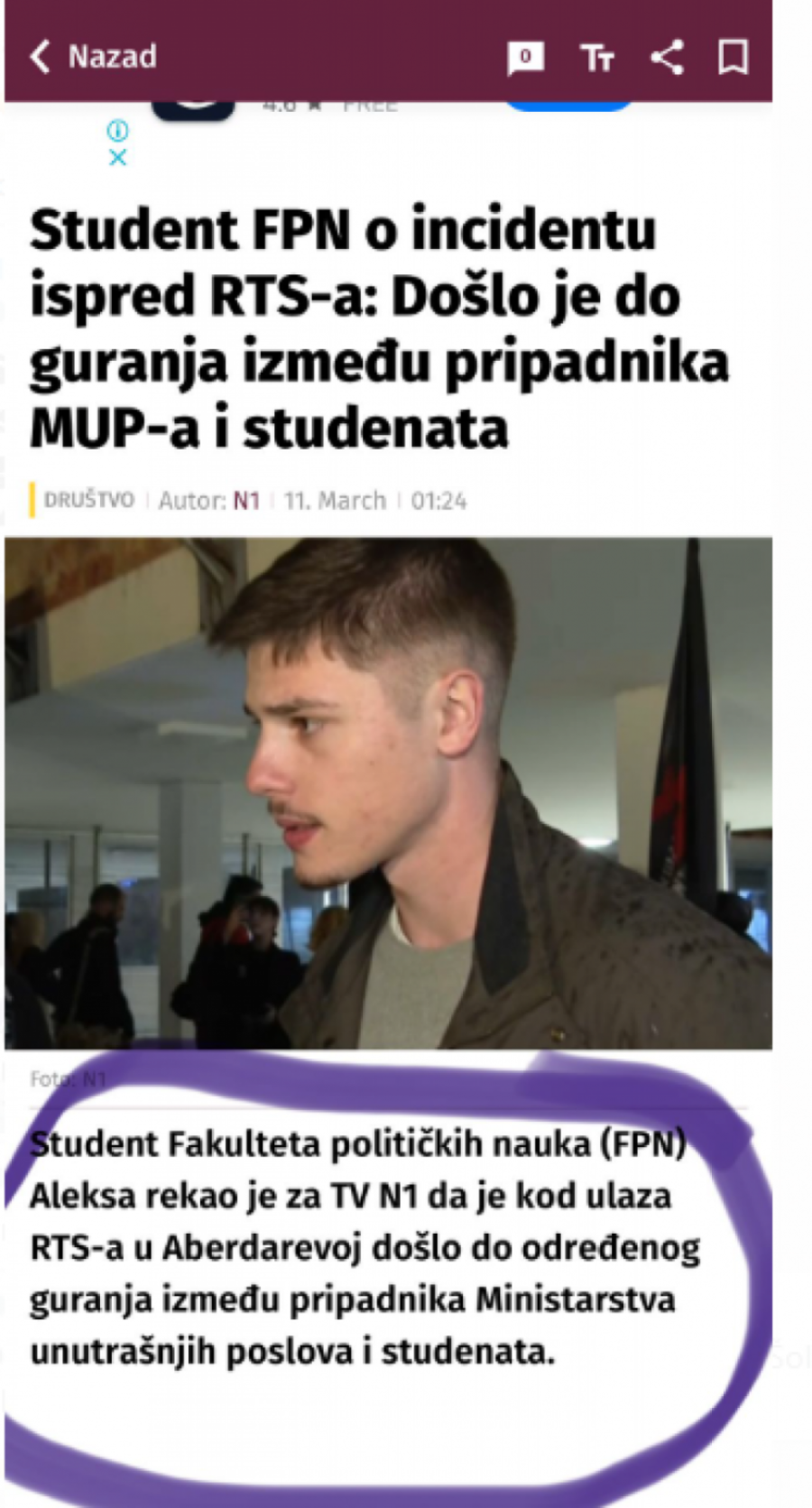 Studenti blokaderi priznali: Napali smo policajce; Opozicioni portal ublažio istinu FOTO