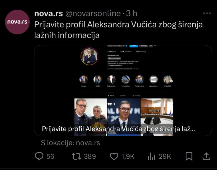 Novi udar na Vučića: Traže gašenje njegovog naloga; Po istom receptu su u Americi hteli da ućutkaju Trampa