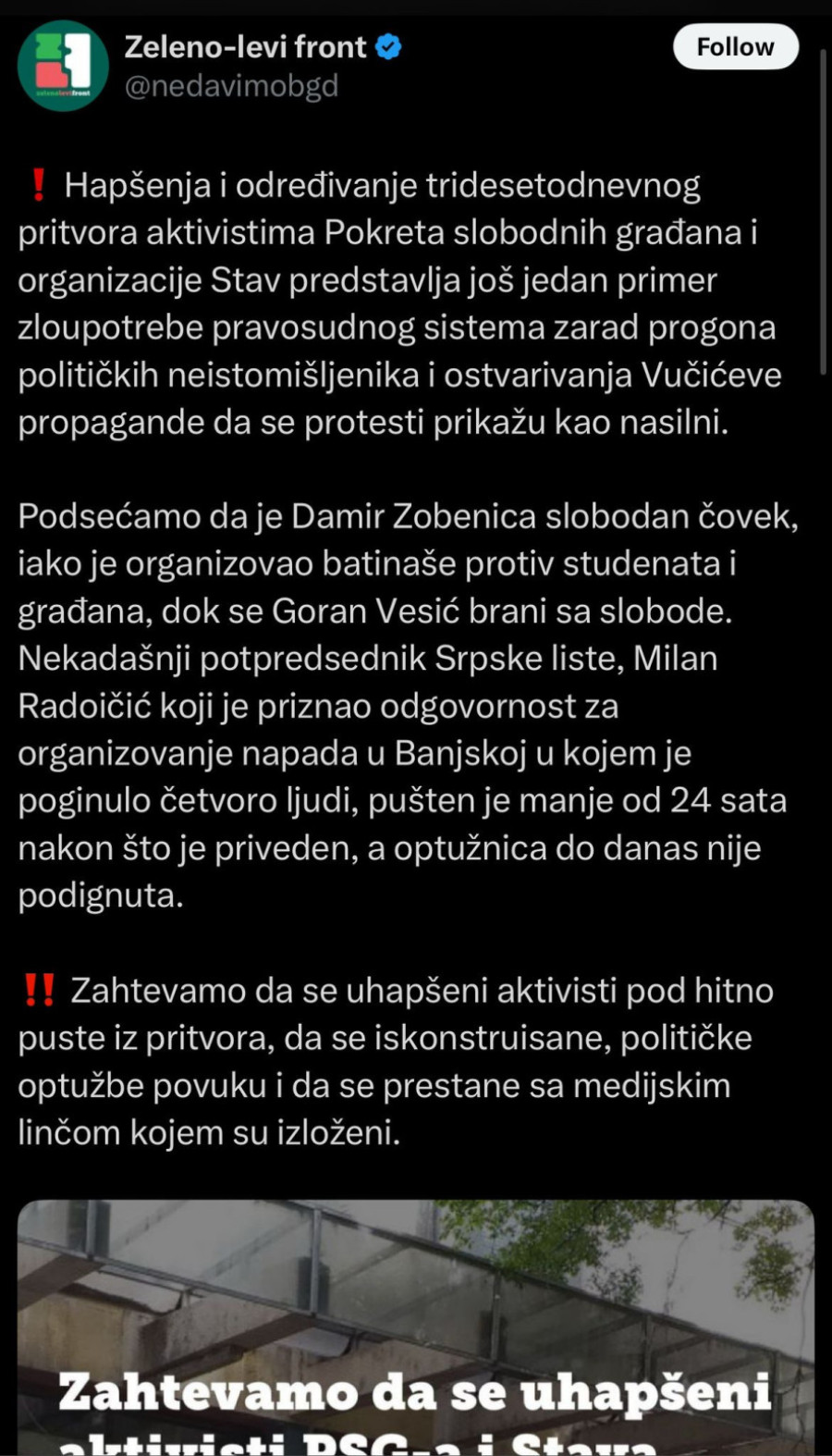 Sve maske su pale: Više ni ne kriju svoje namere; Traže da se oslobode oni koju spremali državni udar FOTO