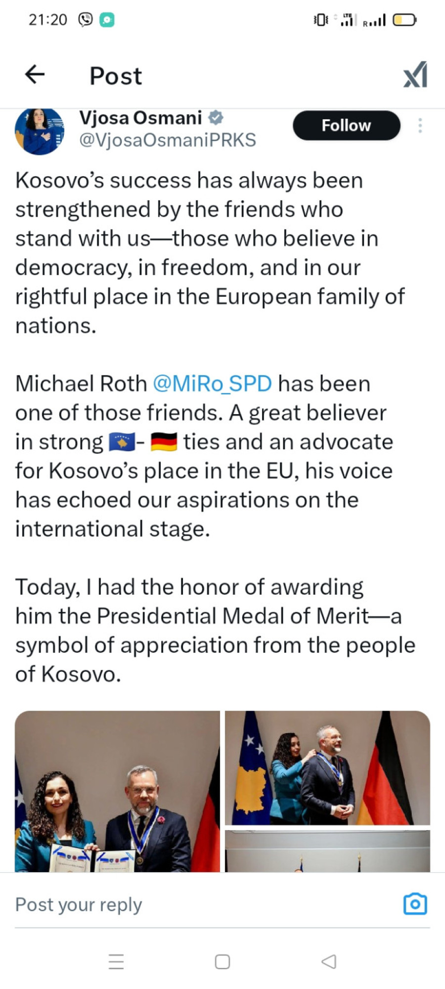 Najveći prijatelj Đilasa, opozicije i studentskih protesta dobio orden od Vjose Osmani FOTO