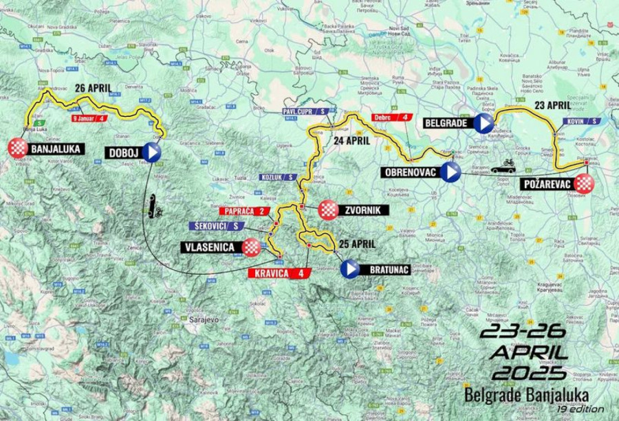 Obrenovac domaćin starta etape koja prelazi Drinu