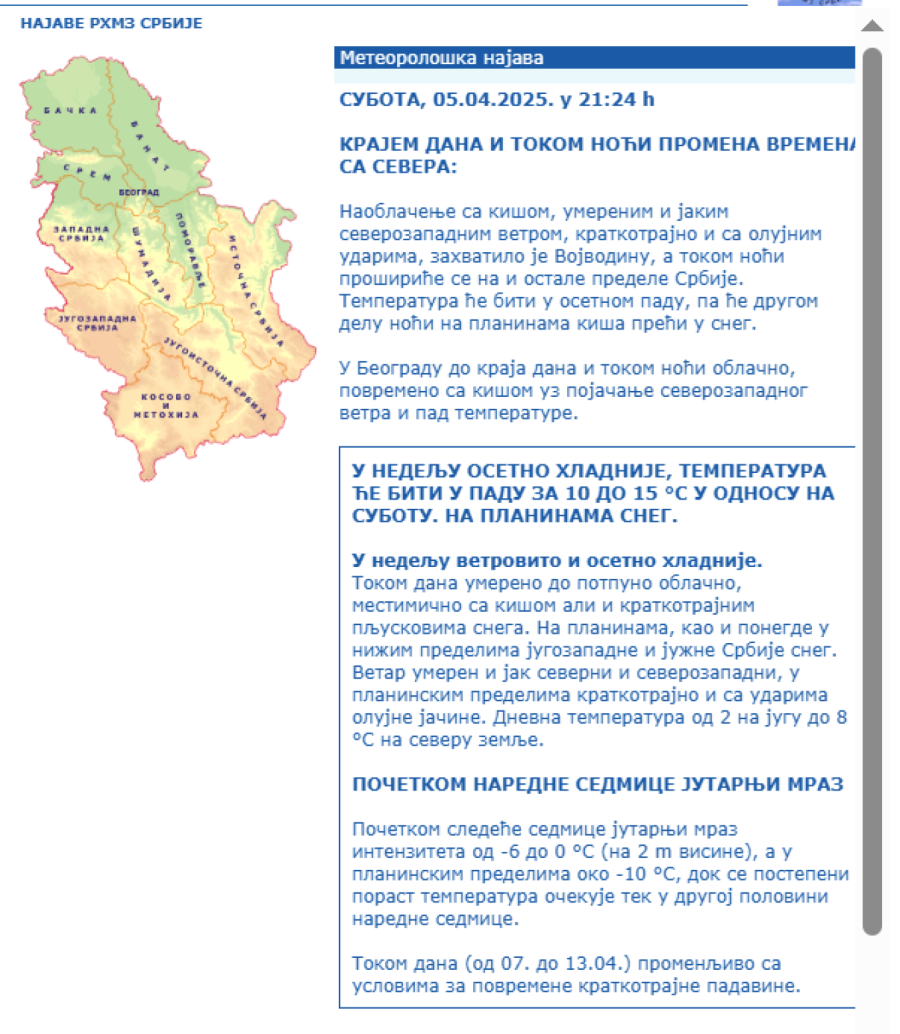 Ne sklanjajte zimske jakne – zima se vraća; Čeka nas drastičan pad temperature, stiže sneg