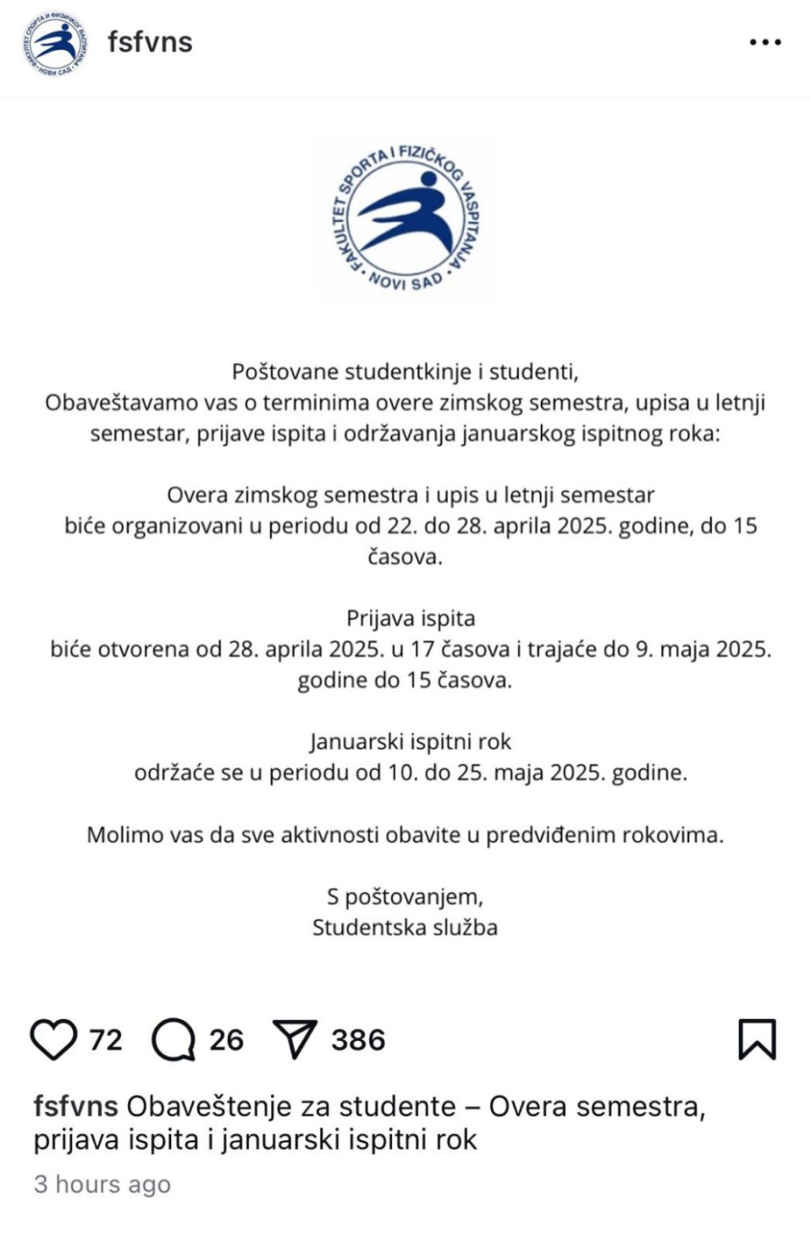 Novosadski DIF objavio ispitni rok, nastavlja se nastava