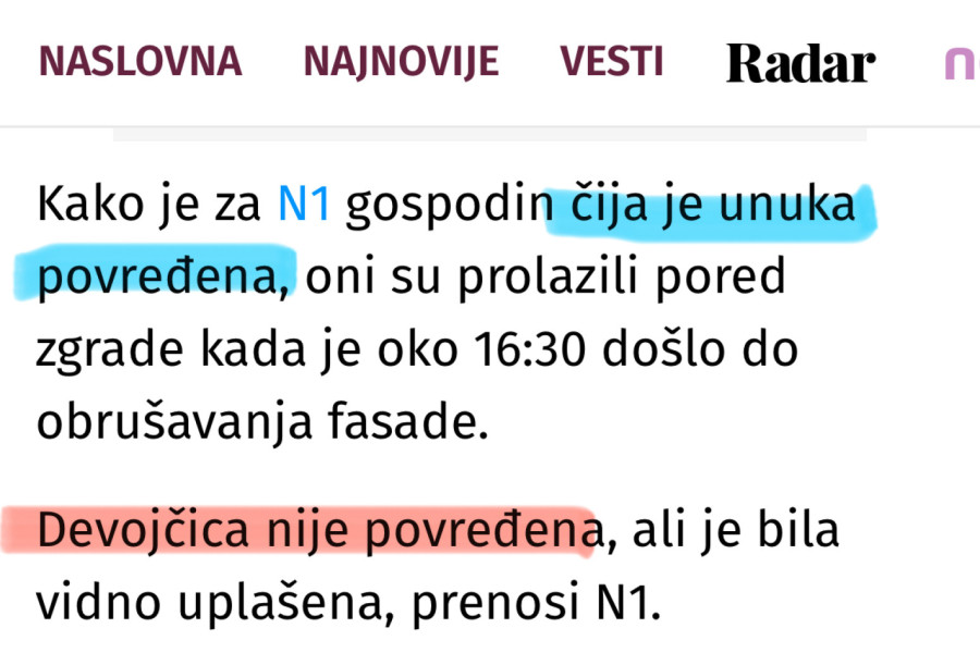 Skandal opozicionih medija: Objavili da se srušila fasada i da je povređena devojčica, pa demantovali