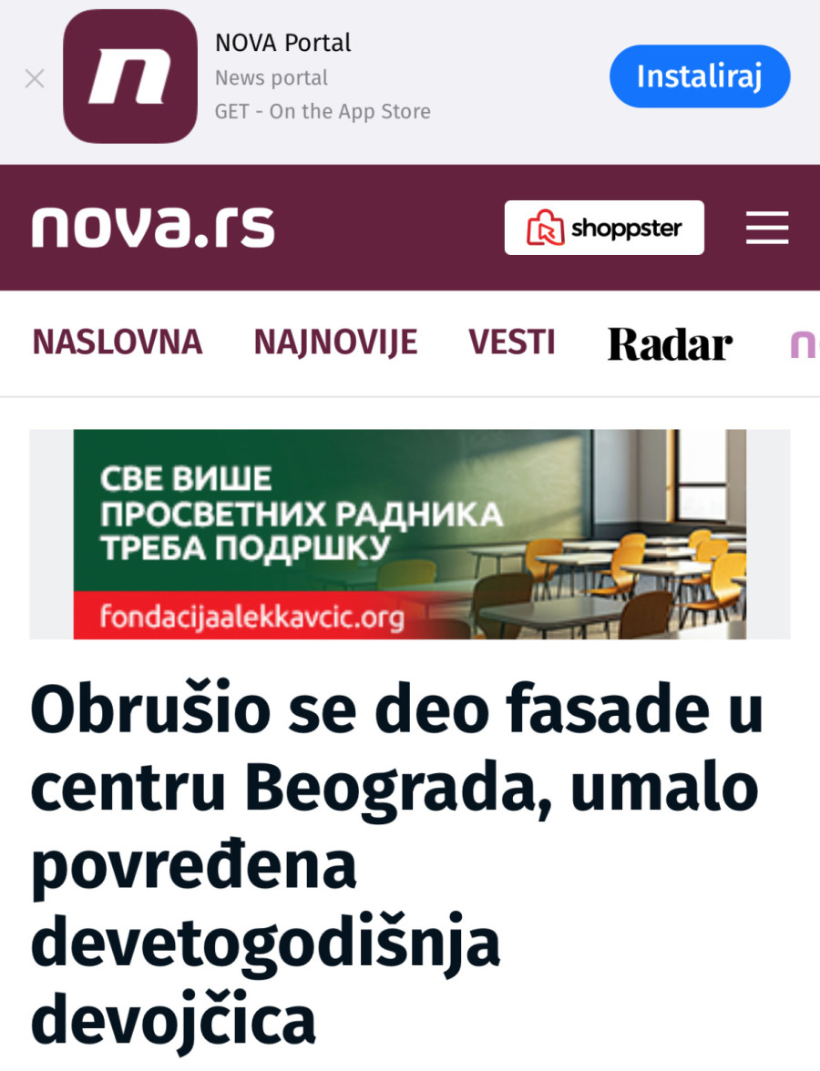 Skandal opozicionih medija: Objavili da se srušila fasada i da je povređena devojčica, pa demantovali