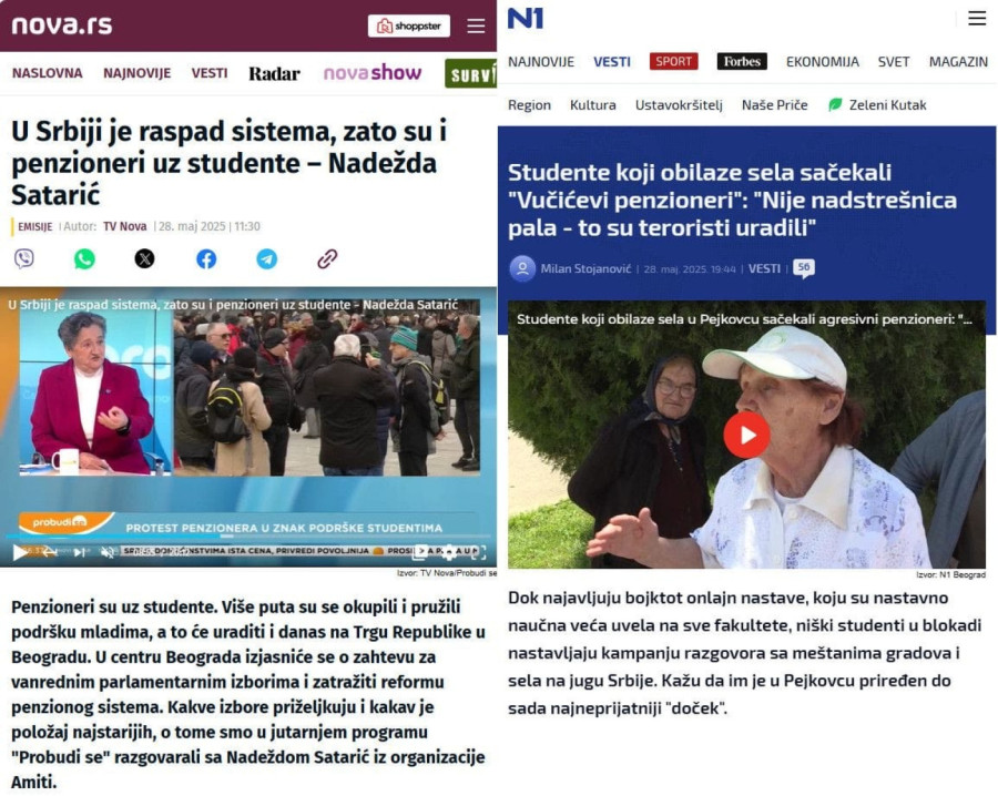 Opozicija se potpuno pogubila: Prepodne penzioneri podržavaju studente, a poslepodne su Vučićevi FOTO