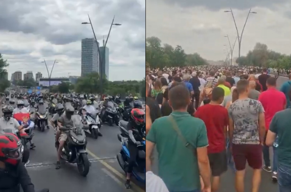 Fantastičan prizor: Nepregledne kolone ljudi i bajkera krenule su na književno popodne ispred Skupštine VIDEO