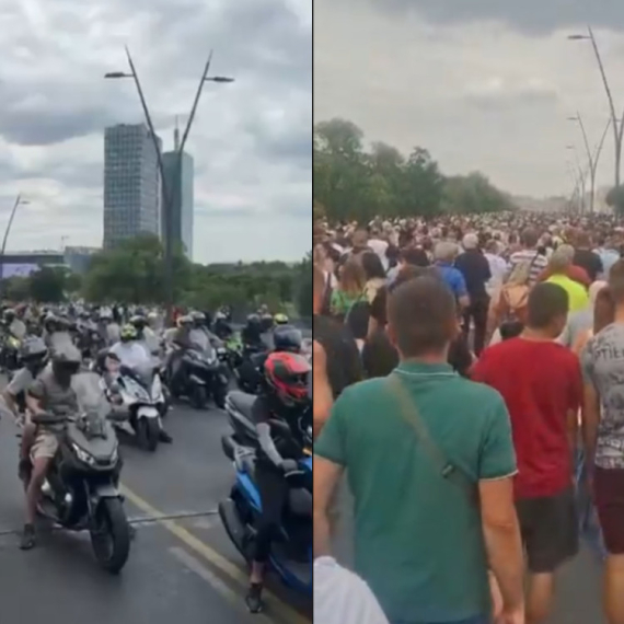 Fantastičan prizor: Nepregledne kolone ljudi i bajkera krenule su na književno popodne ispred Skupštine VIDEO
