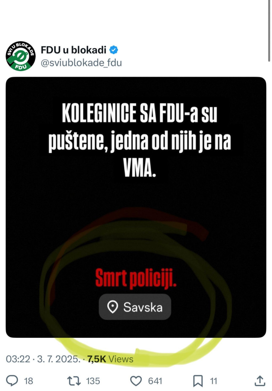Blokaderi sa FDU prete smrću policiji FOTO