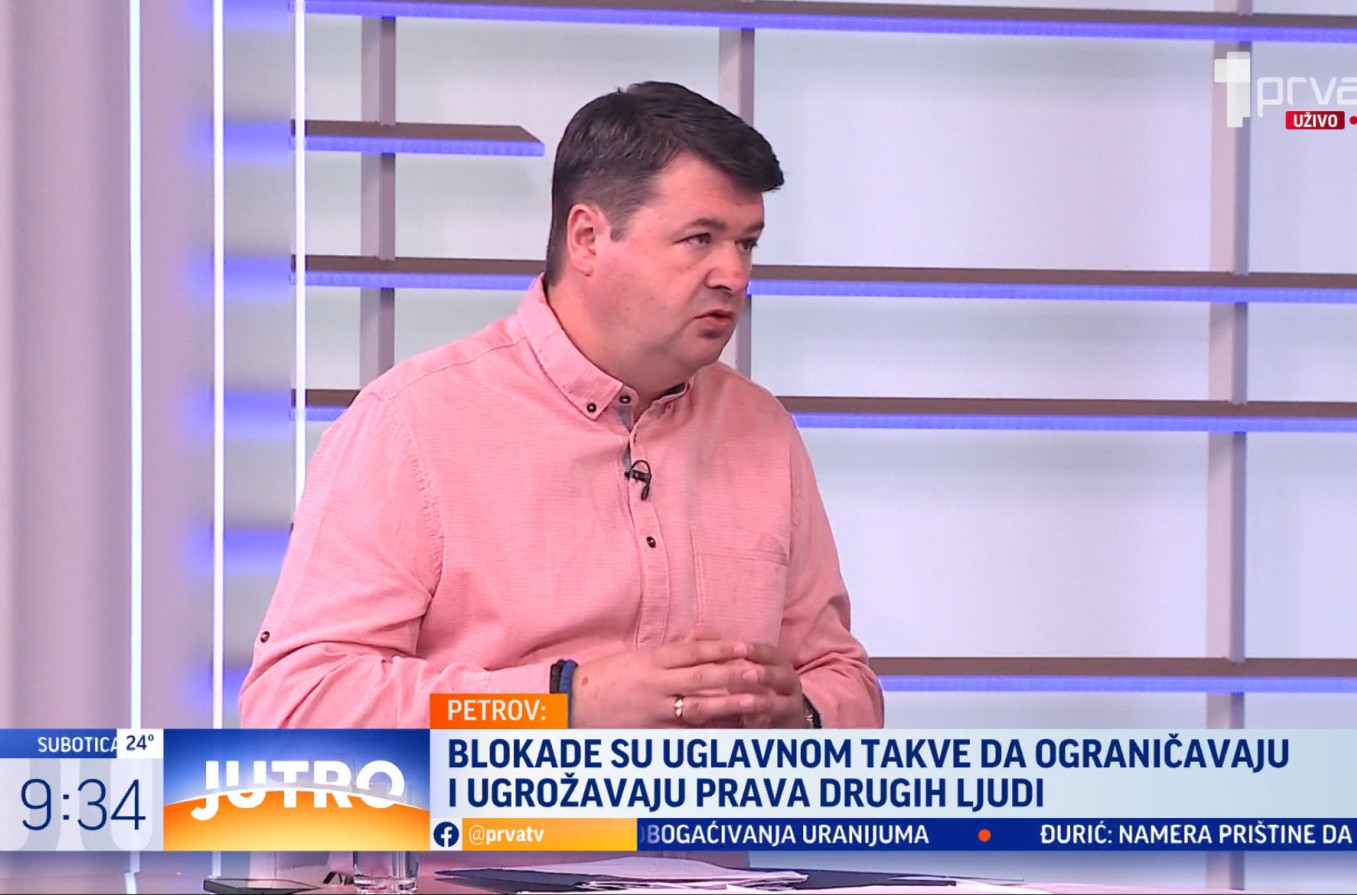 Profesor Petrov za TV Prva: Blokade direktno ugrožavaju sve veću lepezu prava dugih ljudi VIDEO