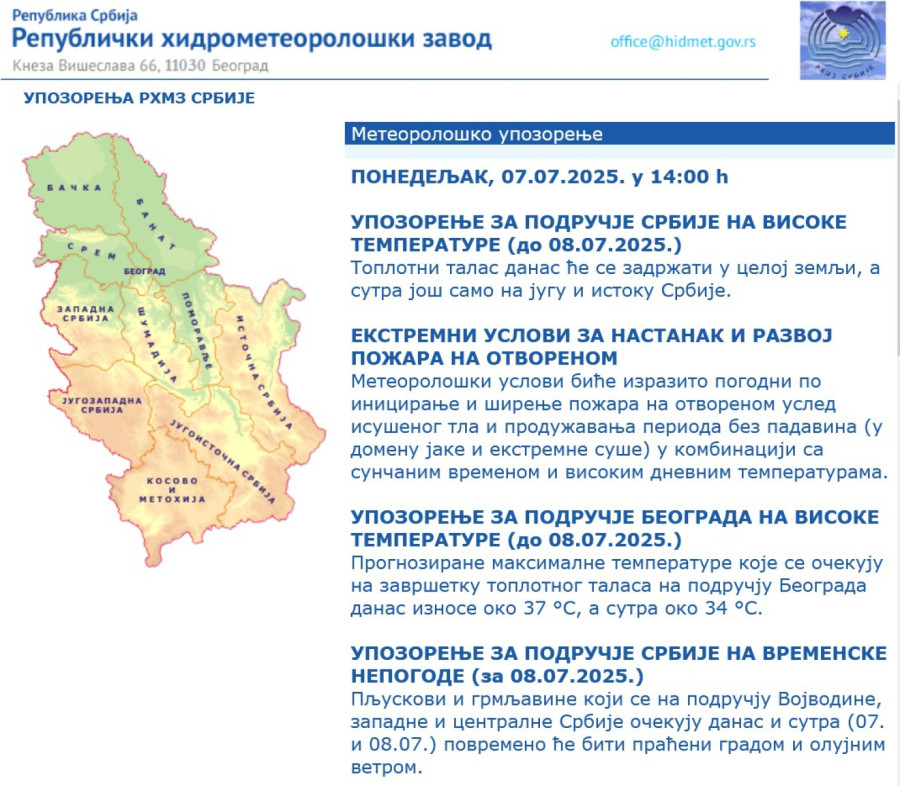 Olujno nevreme u Srbiji: Izdato hitno upozorenje; Vetar čupa drveće FOTO/VIDEO